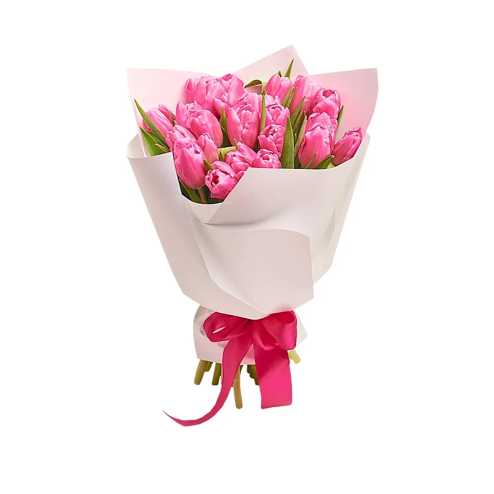 Букет из 25 нежно-розового тюльпана