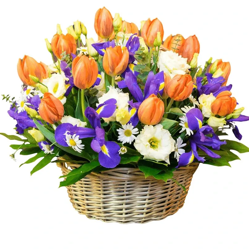 Корзина с цветами «Оранжевый тюльпан»